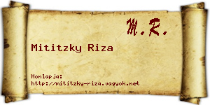 Mititzky Riza névjegykártya